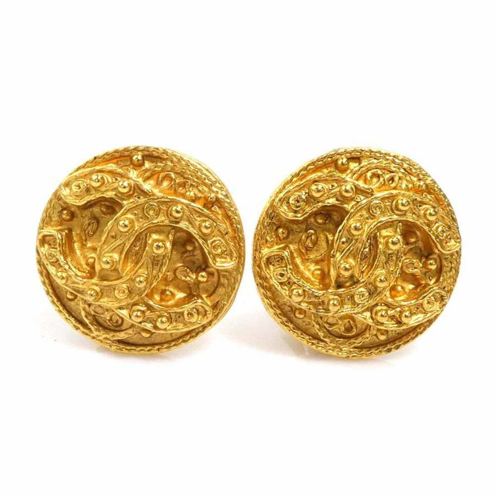 CHANEL Gold Logo Earrings